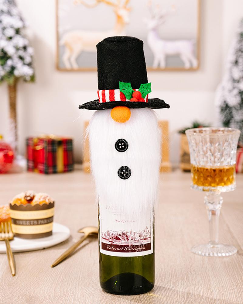 

1pc Christmas Gnome Wine Bottle Cover Champagne Wine Bottle Cap Topper Holiday Christmas Decoration Party Supplies, Style2