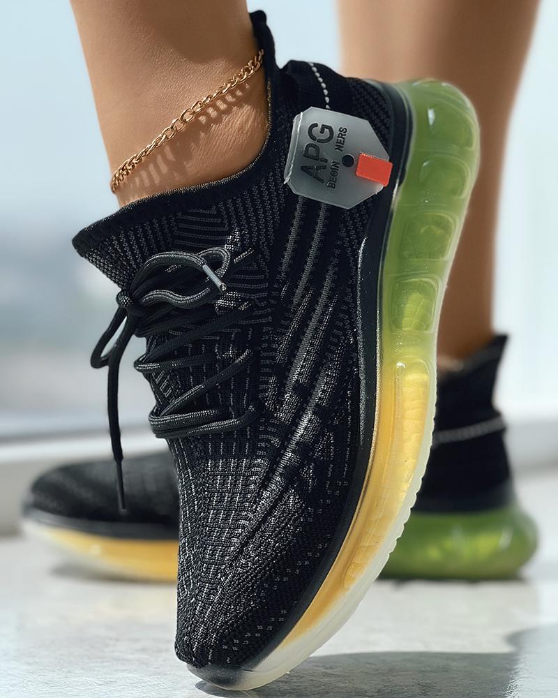 

Ombre Lace-up Breathable Sneakers, Black