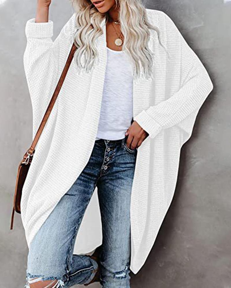

Batwing Sleeve Open Front Longline Coat, White