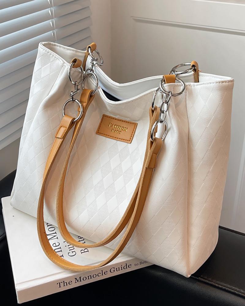 

Chain Strap Tote Shoulder Bag, Brown