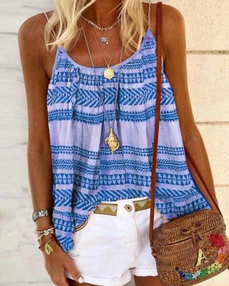 

Ethnic Print Cami Top, Blue