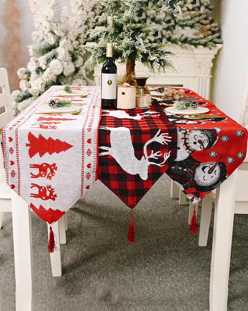 

1pc Christmas Table Runner Seasonal Winter Holiday Kitchen Dining Table Decoration Indoor Outdoor Home Party Supplies, Style3