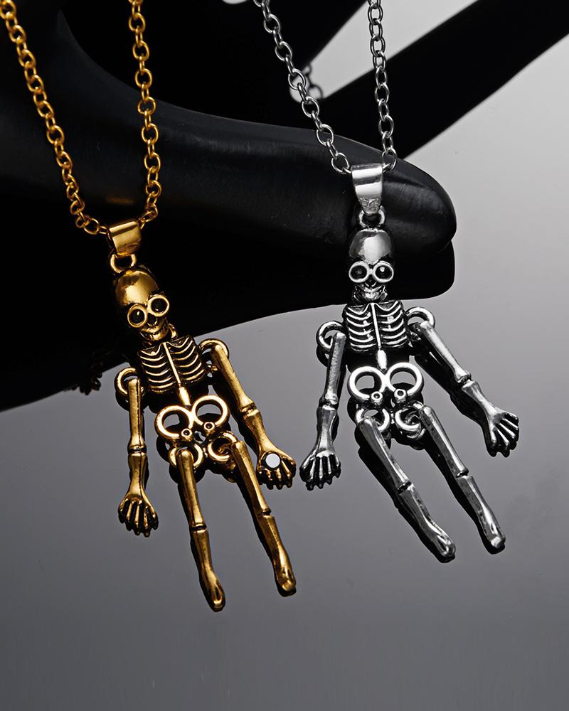 

2pcs Halloween Holding Hands Skeleton Couple Necklaces Set, Style1