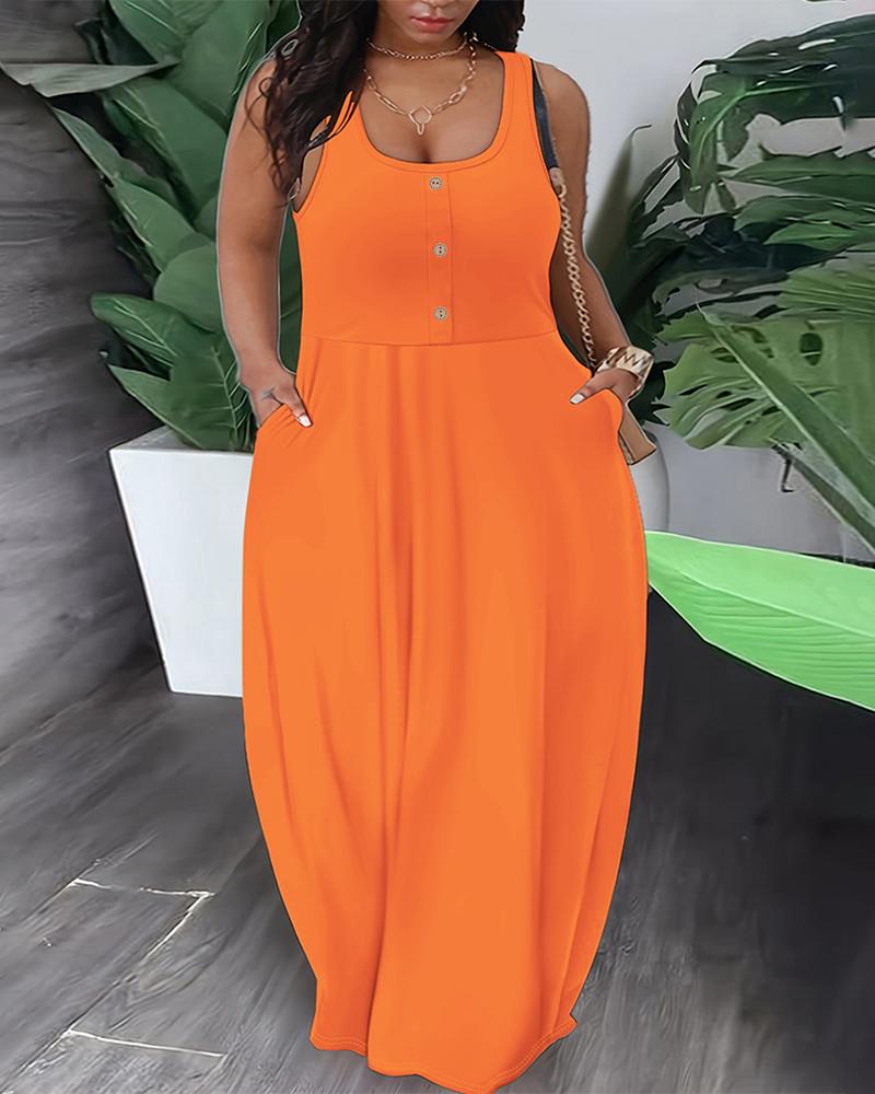 

Plus Size Pocket Design Maxi Dress, Orange