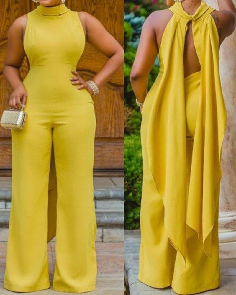 Asymmetrical Hem Wide Leg Jumpsuit