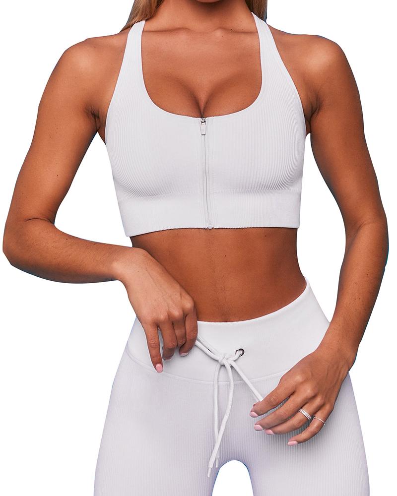 

Skinny Plain Seamless Short Sleeve Active Sets, White