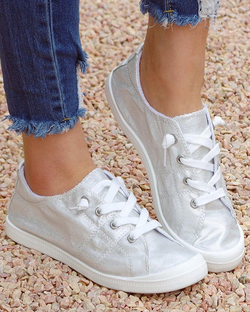 Quilted Lace-Up Fashion Sneakers