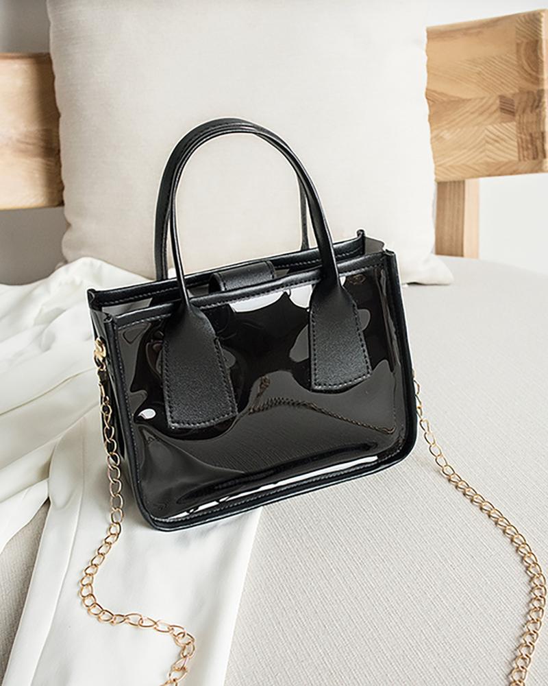 

Jelly Transparent Satchel Bag With Inner Pouch, Black