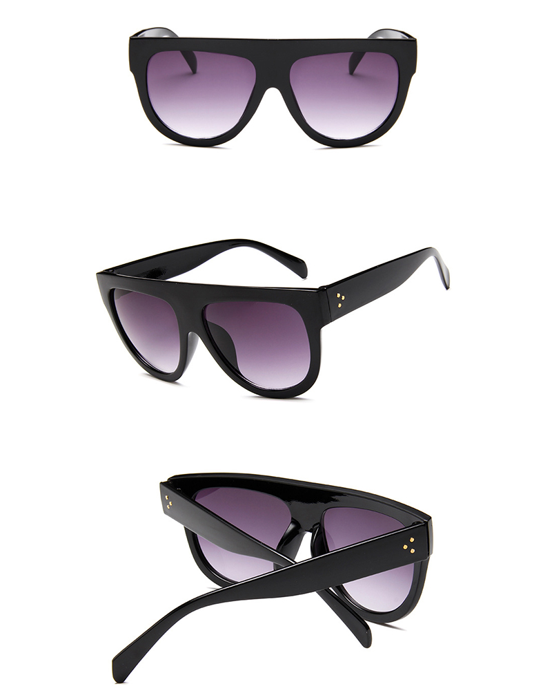 

1Pair Leopard Flat Top Gradient Color Sunglasses, Black