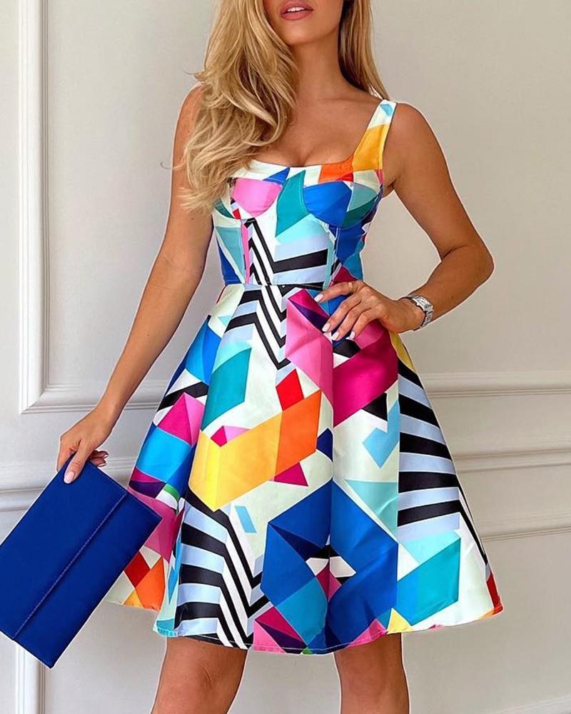 

Allover Print Thick Strap Sundress, Multicolor