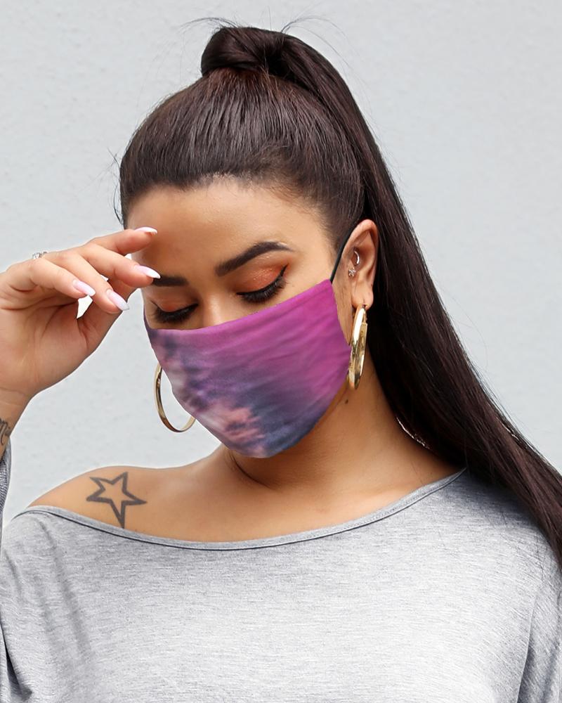 

Tie Dye Print Breathable Mouth Mask Washable And Reusable, Purple