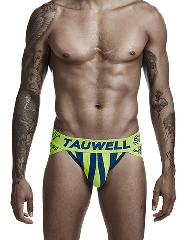 

Striped Letter Print Cut-out Underpants, Green
