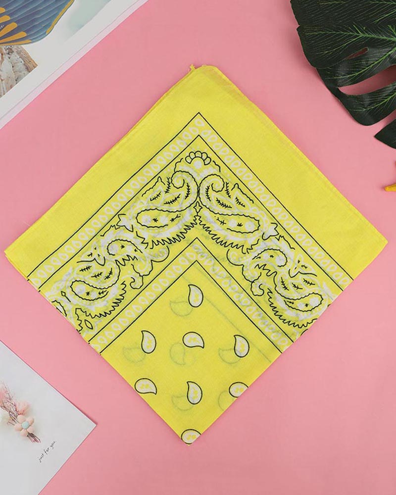 

12PCS Paisley Cowboy Bandanas Head Wrap, Yellow