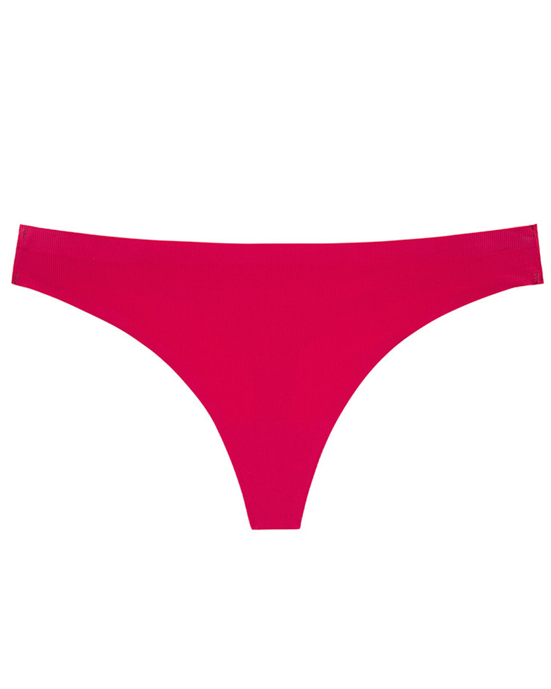 

Skinny Low Waist Solid Color Thong Panties, Hot pink