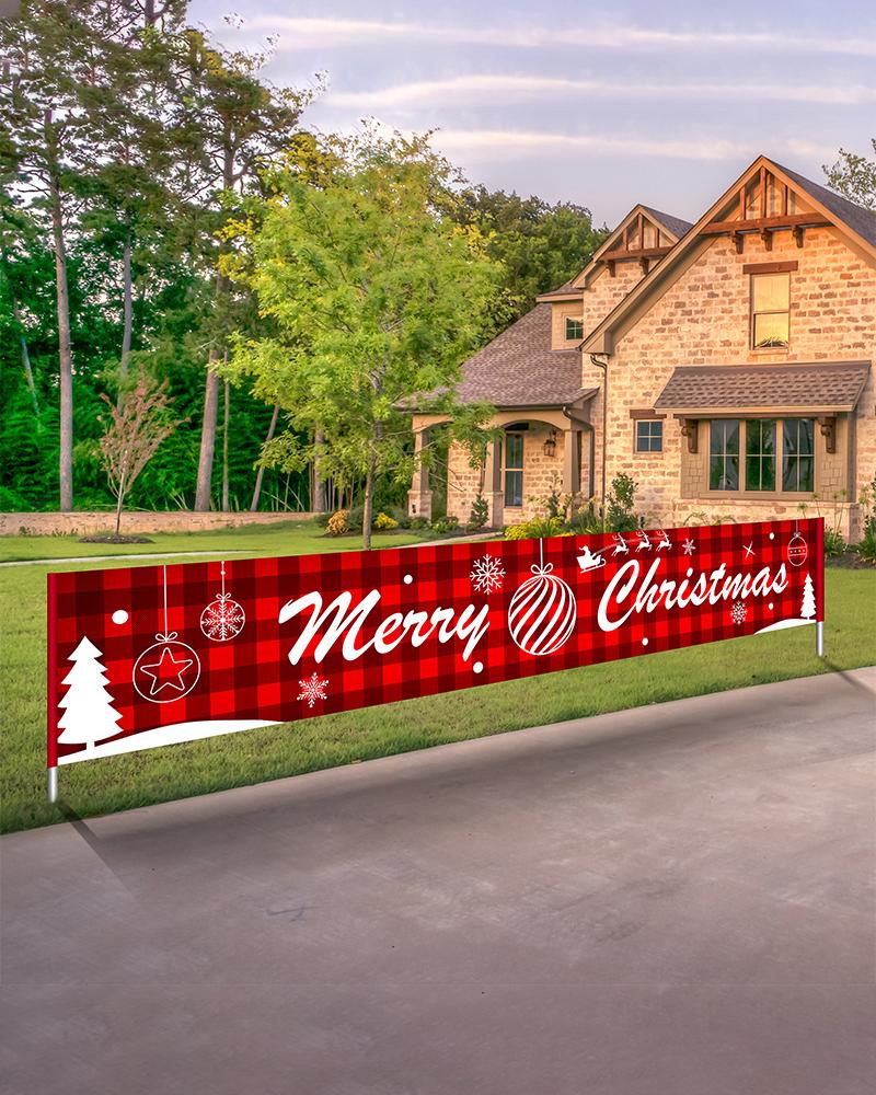 

1PC Merry Christmas Banner Xmas Home Party Holiday Bunting Banner Garland Photo Prop Outdoor Indoor Christmas Decoration, Style1