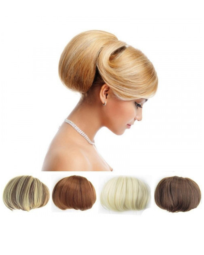 

Synthetic Fiber Hair Extension Chignon Donut Bun Wedding Bridal Wig Hairpiece, Style1