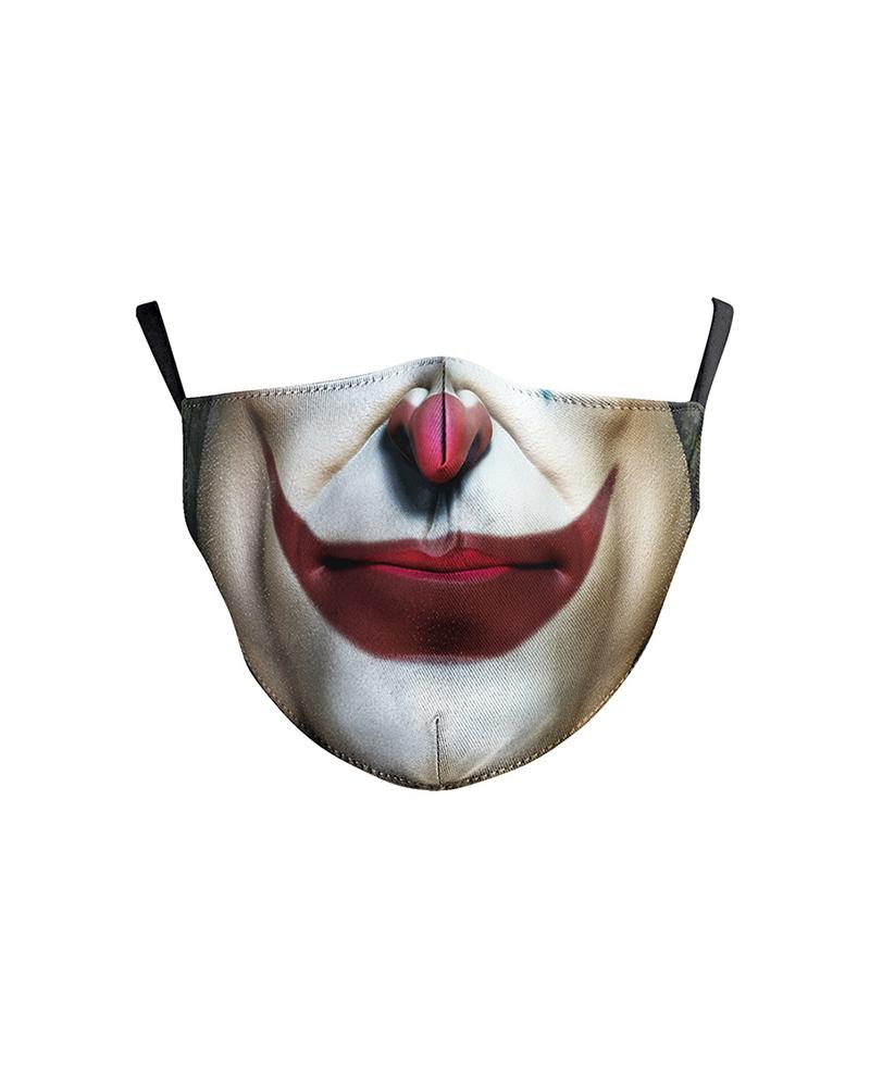 

Mouth Skull Print Colorblock Breathable Face Mask, Beige