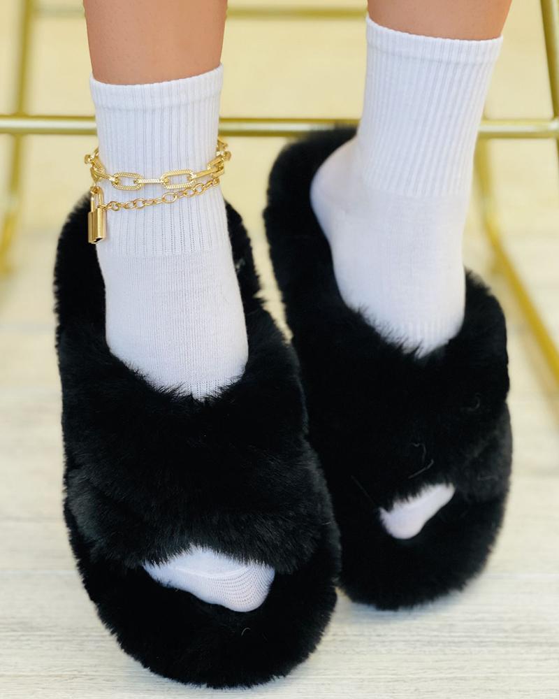 

Peep Toe Bandage Casual Slide Slipper, Black