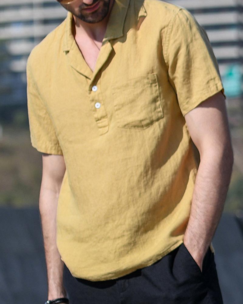 

Solid Color Short Sleeve T-shirt, Khaki