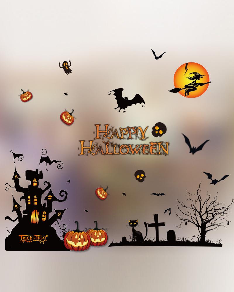 

Halloween Decorations Window Clings Decor Cute Pumpkin Ghost Trick or Treat Kids School Home Office Accessories Party Supplies Gifts, Style1