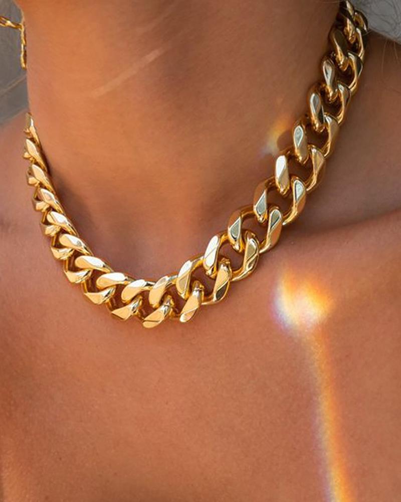 

Punk Cuban Link Chain Necklace, Gold