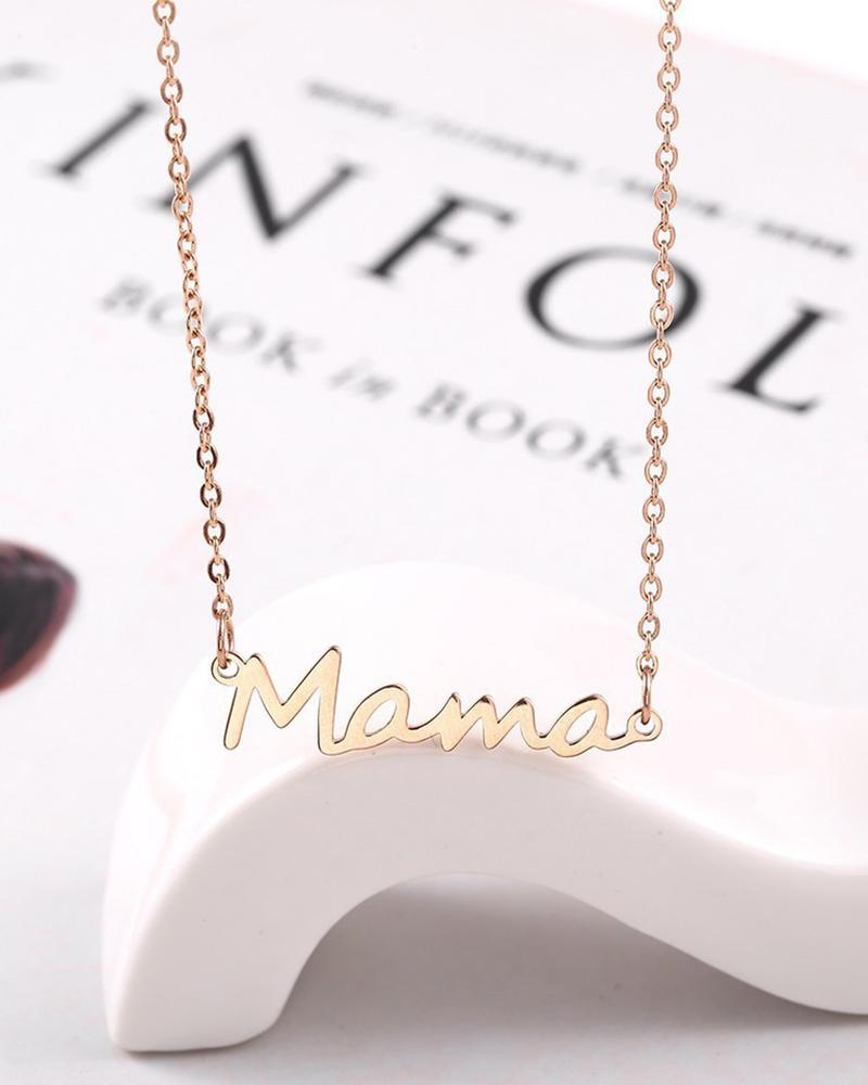 

Letter Pattern Charm Chain Necklace, Pink