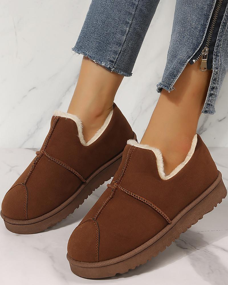 

Contrast Piping Fleece-lined Snow Boots, Brown