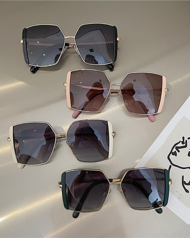 

1Pair Irregular Metal Frame Sunglasses, Pink
