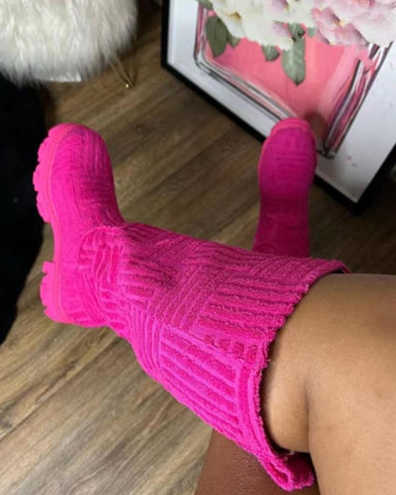 

Fuzzy Platform Warm Boots, Hot pink