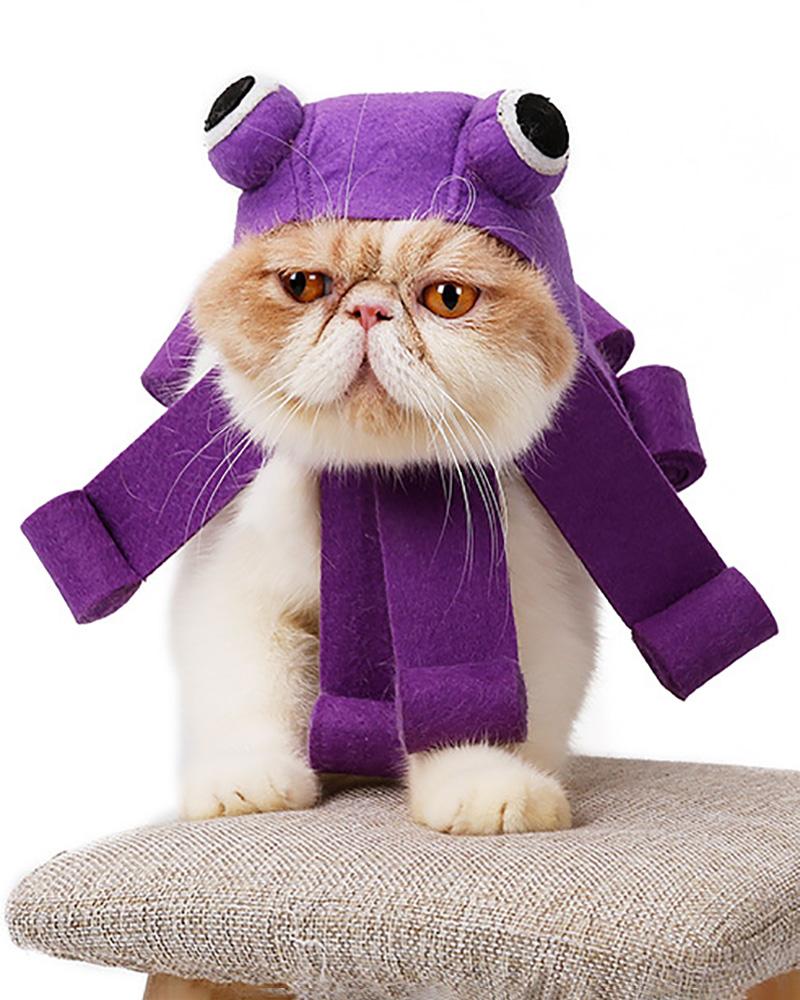 

Halloween Pet Hat Octopus Cat Cosplay Christmas Party Kitten Costume Purple