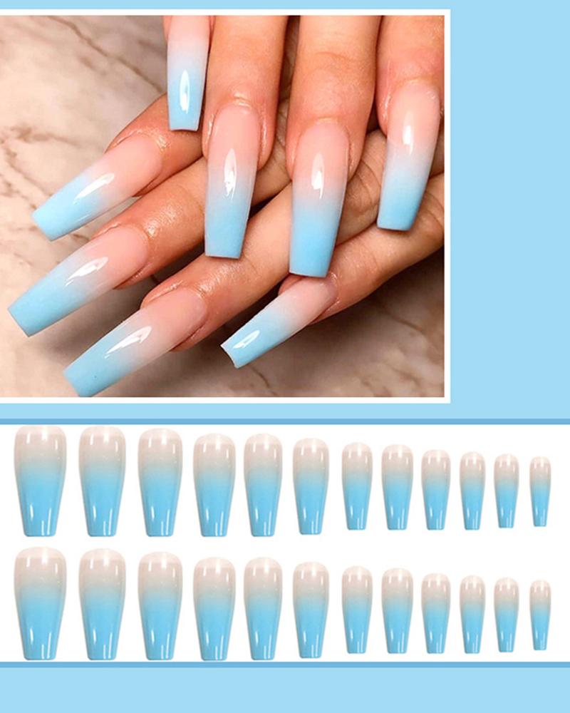 

24pcs Daisy Floral Press On Fake Coffin Nails Set With Glue, Style6