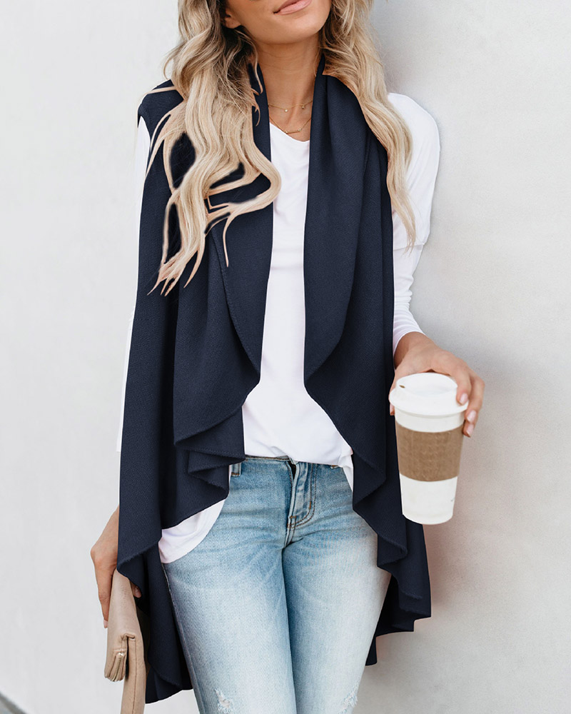 

Wild Irregular Ruffles Casual Coat, Dark blue