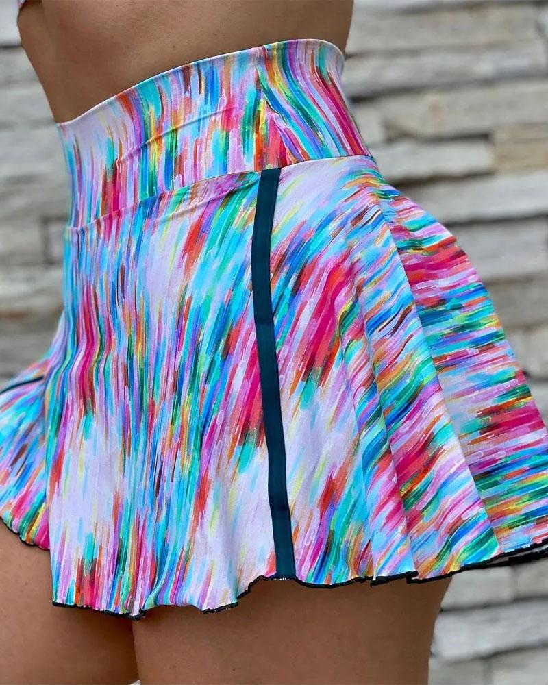 

Allover Print High Waist Active Skorts, Multicolor