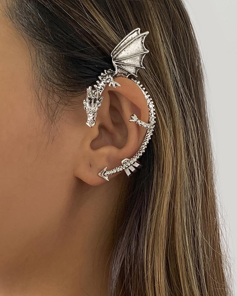 

1pcs Dragon Shaped Punk Ear Climber, Silver