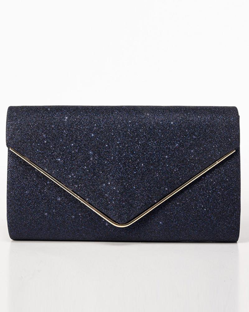 

Chain Strap Envelope Clutch Bag, Purplish blue
