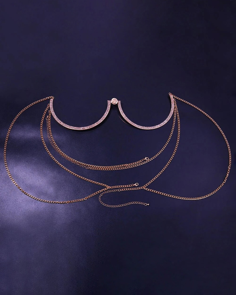 

Rhinestone Decor Body Chain, Gold