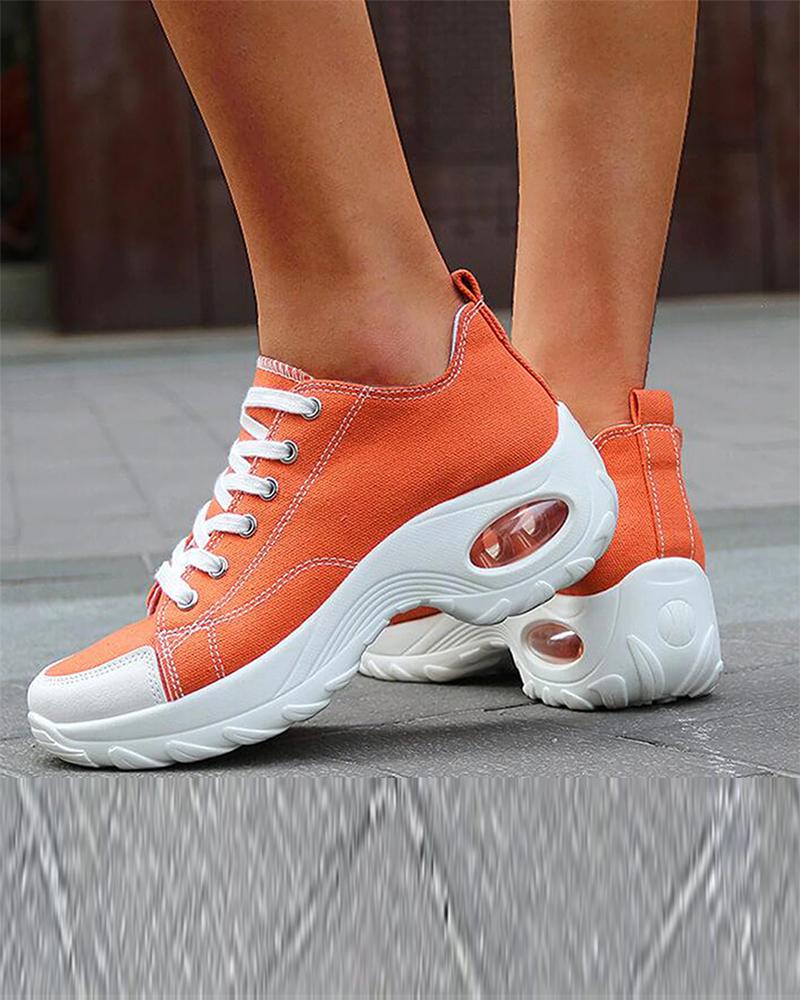 

Solid Canvas Air Cushion Sneakers, Orange