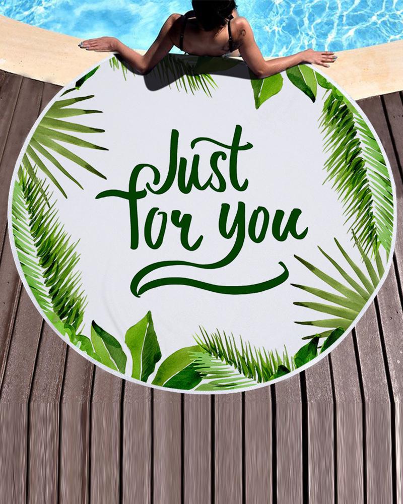 

1pc Just For You Tropical Print Extra-large Circle Microfiber Lightweight Beach Blanket Bath Towel, Style2