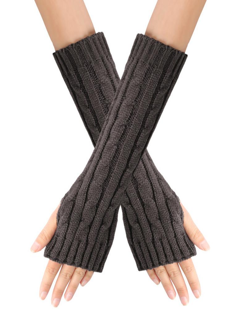 

1Pair Warm Cable Knit Fingerless Gloves, Dark grey
