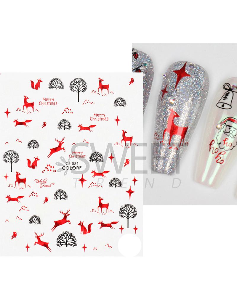 

1 Sheet 3D Christmas Gift Snowflake Santa Nail Art Stickers, Style3