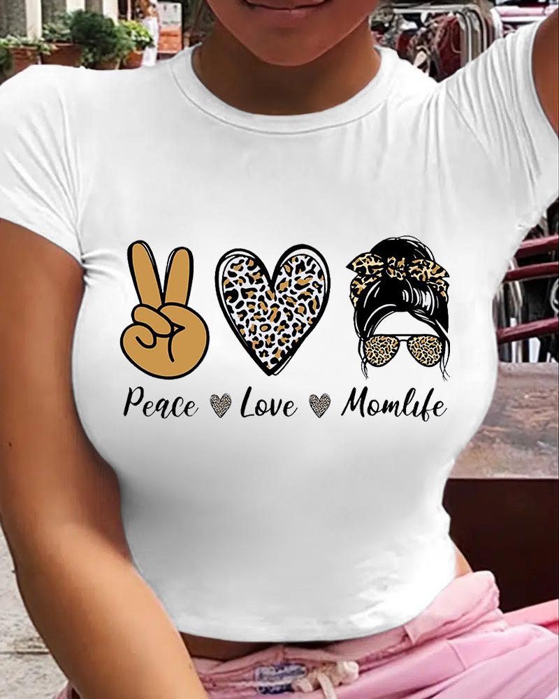 

Plus Size Graphic Print Short Sleeve Casual T-shirt, White