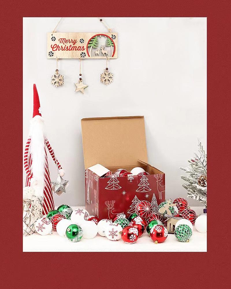 

36pcs Christmas Print Balls 7cm Plastic Decoration For Home Tree Decorations, Green