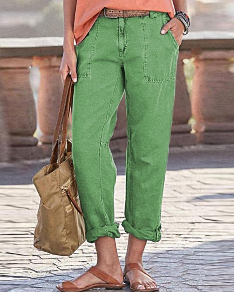 

Pocket Design Casual Jeans, Green