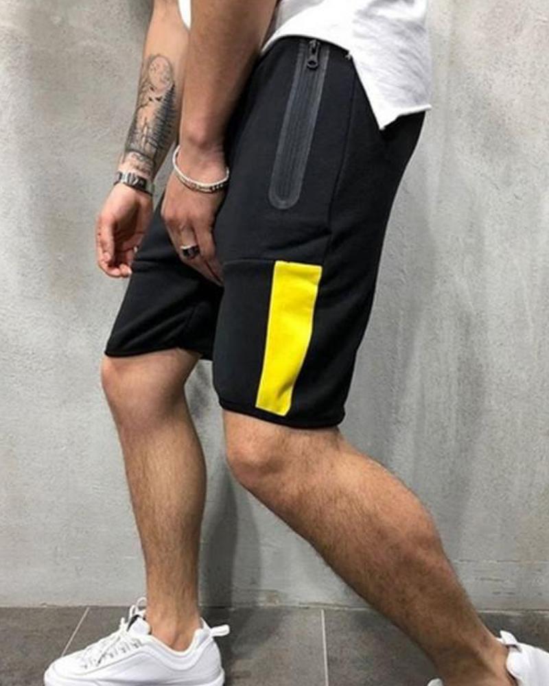 

Zip Pockets Jogger Shorts, Yellow