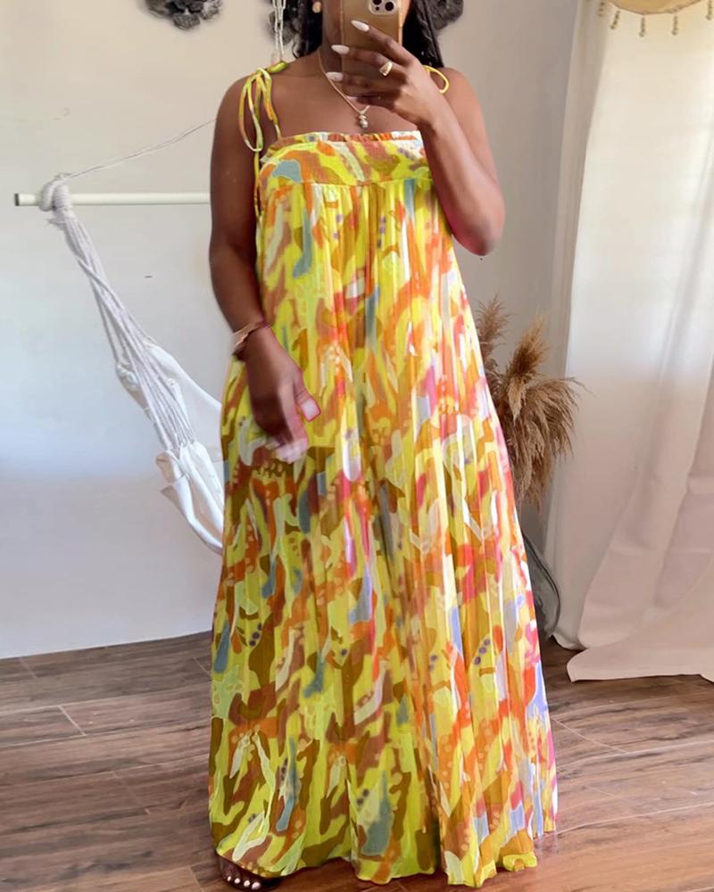 Plus Size All Over Print Shirred Wide Leg Jumpsuit