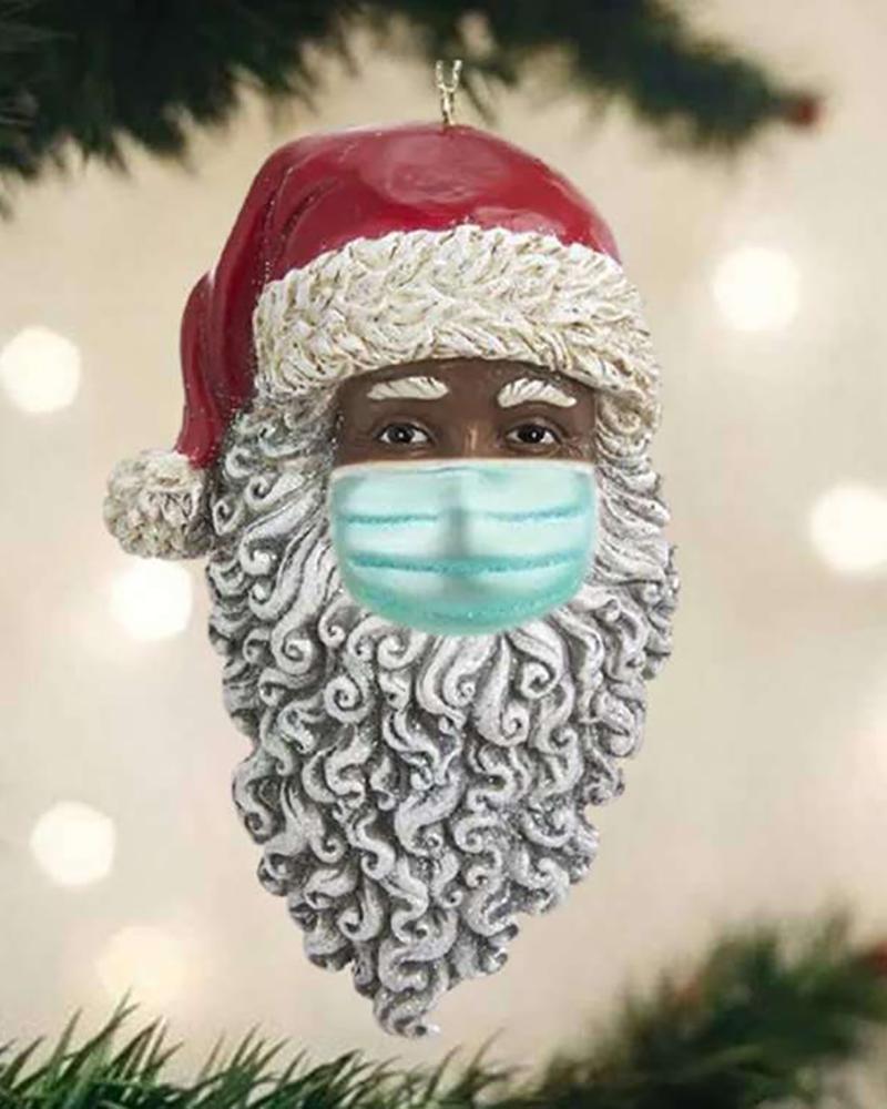 

Christmas Santa Wearing a Face Mask Ornament African, Black