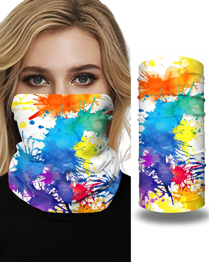 

Tie Dye Grid Print Breathable Colorblock Face Bandana Magic Scarf Headwrap Balaclava, Style5