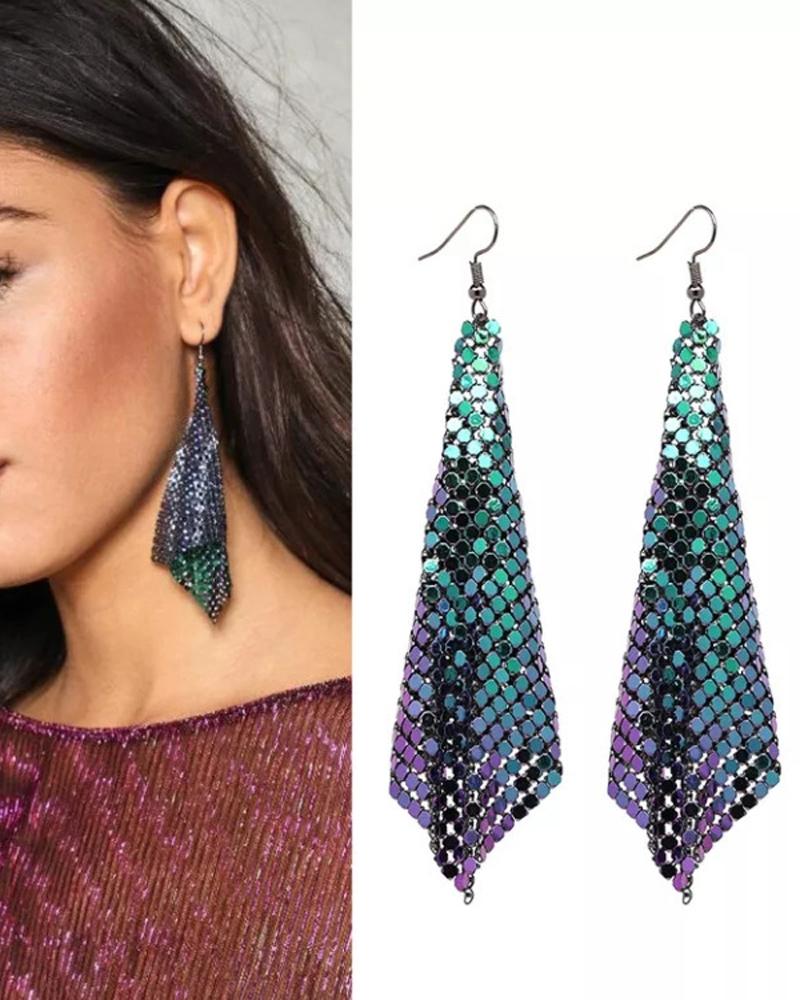 

1Pair Geo Shaped Drop Earrings, Green