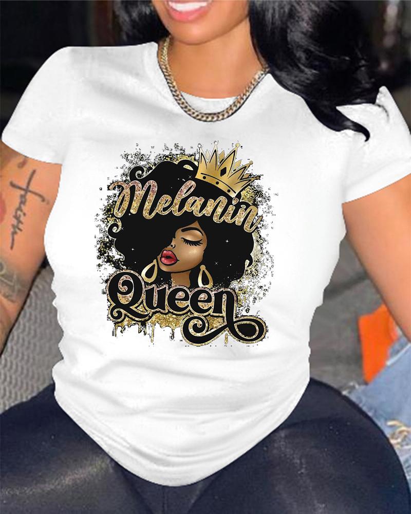 

Plus Size Figure Letter Print Casual T-shirt, White