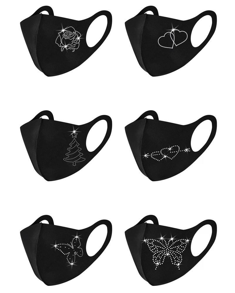 

Mutil Pattern Rhinestone Breathable Face Mask, Style5